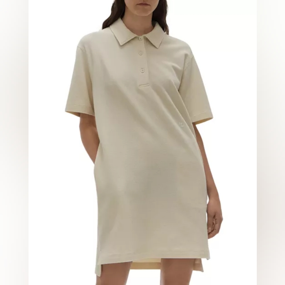 NWOT Helmut Lang Waffle Collared Dress Ivory